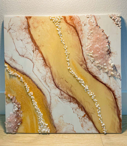 Peaceful moment 2 Rose & Gold Epoxy Painting